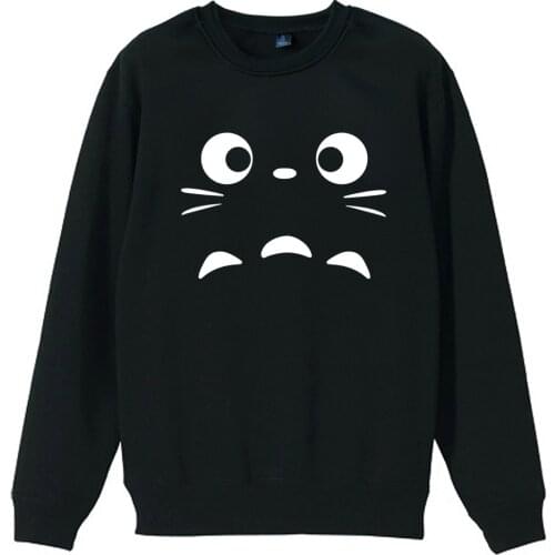 Boy Man Men Crew Neck Sweatshirt Big Totoro Eyes Whiskers Arrows King of the Forest Couple Clothes Pullover Fleece ZIIART