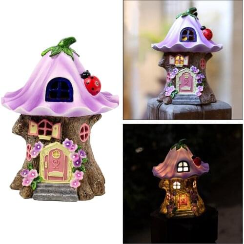 Outdoor Decor LED Garden Solar Light Craft Miniature Fairy House Solar Powered Lamp Outdoor Decoration Led Light Yard Walkway