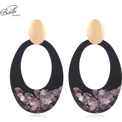Badu Big Vintage Metal Earring for Women Flower Painting Retro Chinese Style Earrings Fashion Jewelry Gift for Girls Wholesale