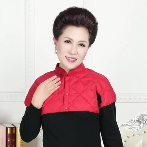 Middle Aged Women Warm Puffer Vest Red Black Mini Short Quilted Waistcoat Woman Stand Collar Shoulder Pad Winter Autumn Gilet XL