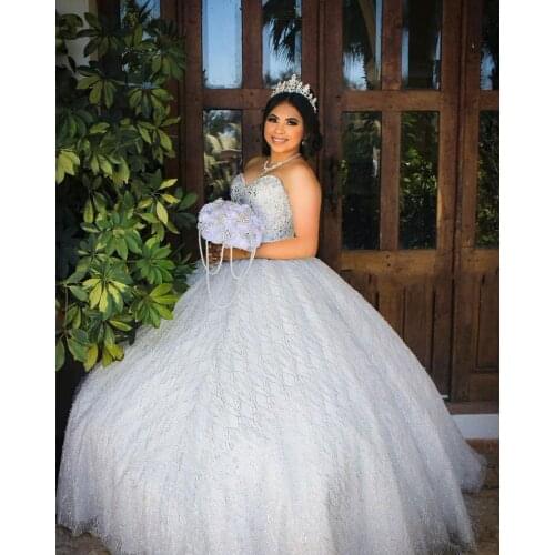 New Arrival White Sweet 16 Ball Gown Quinceañera Dresses Beaded Off Shoulder Vestido De 15 Anos Quinceanera 2021 Vestidos De Xv