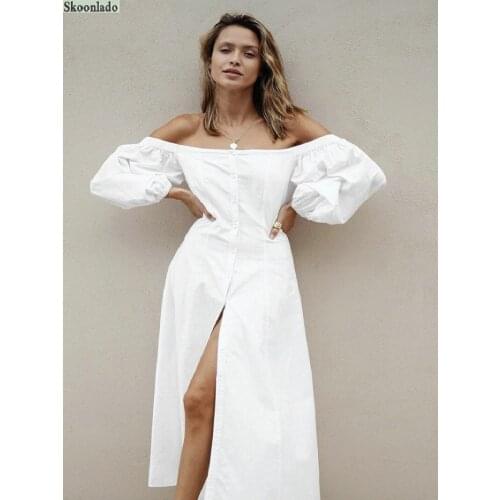 Good cotton women summer long dresses white formal slash neck lady dress skirts long brithday clothes elegant slim famous design