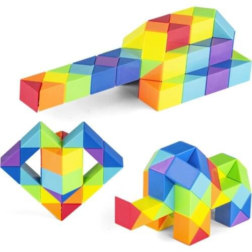 Snake Ruler Puzzle 24/36/48/60/72 Speed Antistress Cube Twist Educational Toy Kids Children Color Folding Magic Cube Gifts