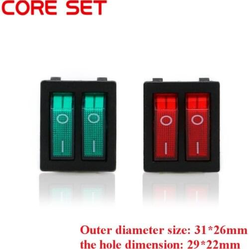 1pc DIY Model KCD3 Double Boat Rocker Switch Toggle 6 Pin On-Off With Green Red Light 20A 125VAC Factory Online Wholesale Hot