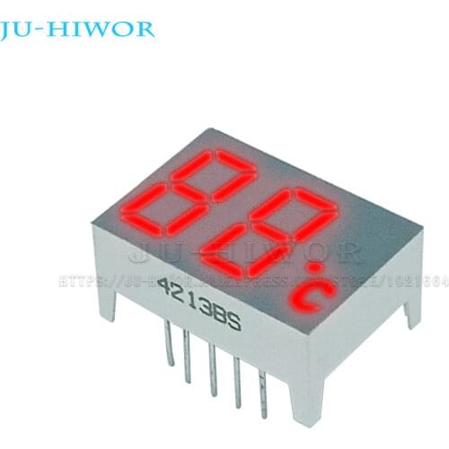 10pcs/lot) 10 Pins Red 0.4 Inch 2 Digits Bits 7 Segment LED Digital Display Common Anode With Temperature Degree Celsius Unit