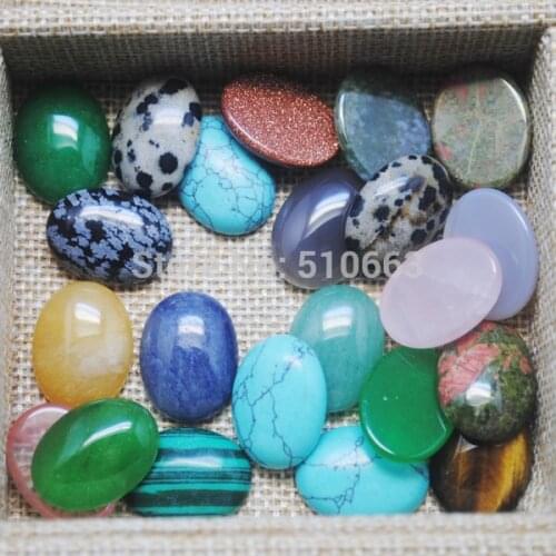 20 Pieces/Lot,Nature Stone Cabochon Surface Assorted Beads,Oval Shape,Fashion Beads,Jewelry Accessories,Size:15x20mm