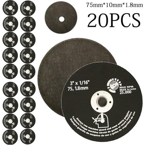 20Pcs New Durable 75*1.8mm Cutting Disc Resin Metal Plastic And Wood Fiber Cutting Disc Blade For Grinder