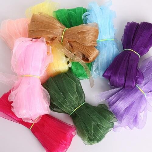 20yards 10mm Width Handmade DIY Material Silk Organza Ribbon For Arts Crafts Sewing Christmas Wedding Party Decoration Gift Wrap