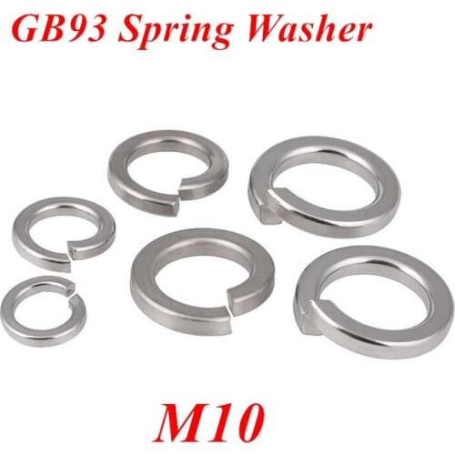 200pcs M10 GB93 Spring Washer Shim Washer Ring Washer 10mm Circlip retaining ring gasket 304 Stainless steel