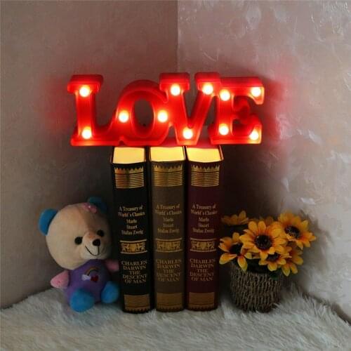3D Love Heart LED Letter Lamps Indoor Decorative Sign Night Light Marquee Wedding Party Decor Gift Romantic 3D LED Night Lamp