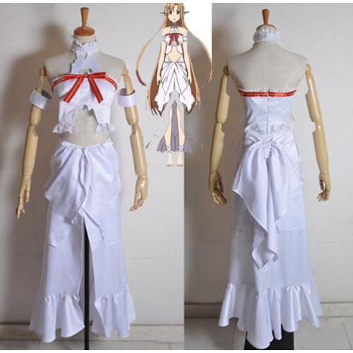 Anime SAO Sword Art Online Yuuki Asuna Dress Cosplay Costume Custom made