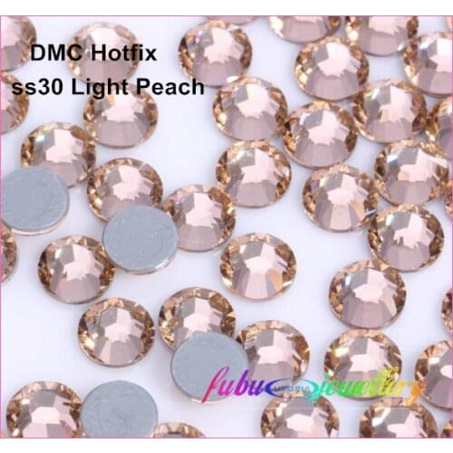 Free Shipping! 288pcs/Lot, ss30 (6.3-6.5mm) High Quality DMC Light Peach Iron On Rhinestones / Hot fix Rhinestones