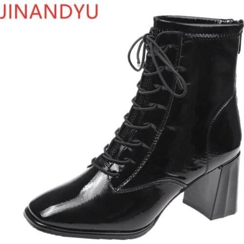 Ankle boots for women Leather high heels autumn winter wedding Fashion sexy high heel female Shoes botines color beige Black