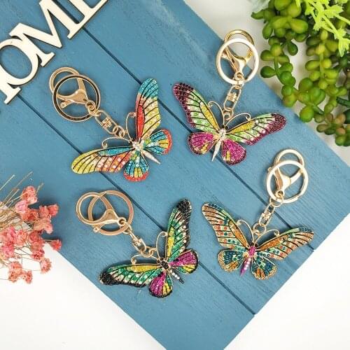 Butterfly Key Chains Ring Charm Keychains Keyring Insect Jewelry For Women Girls Handbag Car Key Gifts