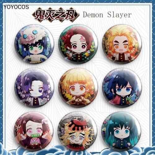 YOYOCOS Demon Slayer Set AnimeBrooch Kamado Tanjirou Agatsuma Zenitsu Kamado Nezuko Hashibira Inosuke Accessories 9 PCS Hallowee