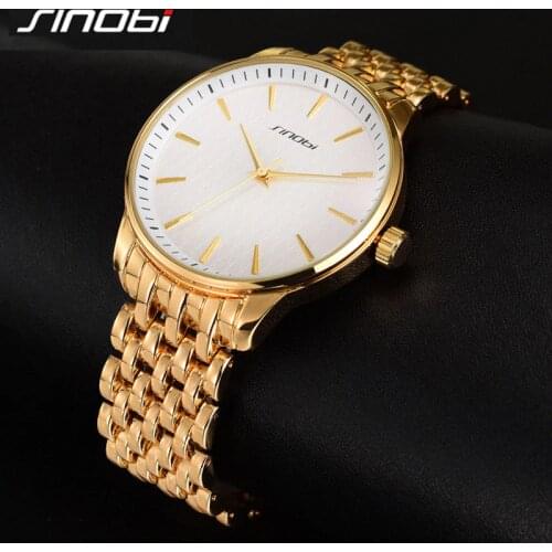 SINOBI Fashion Casual Mens Watches Top Brand Luxury Stainless Steel Man Quartz Wrist Watch relogio masculino militar Clocks