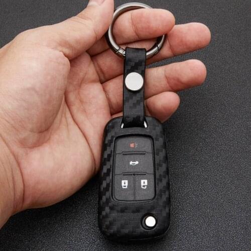 Carbon Fiber Pattern Car Key Cover with Key Holder for Buick VAVXHALL for OPEL Insignia Astra J Zafira C Chevrolet Cruze Aveo