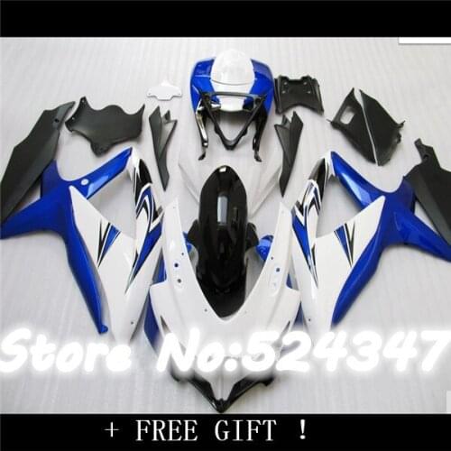 Hey-Customize Fairing kit for A 08 09 10 GSXR 600/750 K8 GSXR600 GSXR750 2008 2009 2010 white blue black for Suzuki