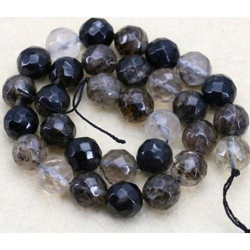 Hot sale 12mm Faceted black multicolor watermelon tourmaline round loose beads 15inches 2pc/lot DIY women jewelry making gift