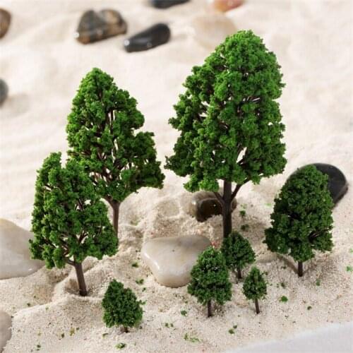 12Pcs Assorted Scale 1:50 Green Model Trees Street Train Railway Scenery Landscape Layout Festive Artificial Decoration Plants