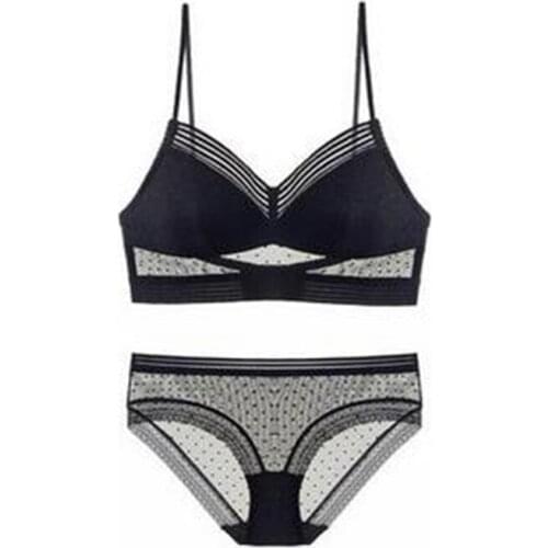 Sexy Bra and Panties Set with Lace Underwear Set Soft Thin Lined Women Lingerie