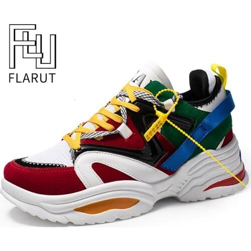 Men Women Sport Running Shoes Mesh Breathable Height Increasing Sneakers Fashion Mixed Color Lace-up Women Platform Shoe Couples