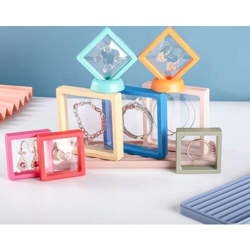 Multicolor Jewelry Display Box 3D Floating Picture Frame Shadow Box Ring Pendant Holder Protect Jewelry Stone Presentation Case