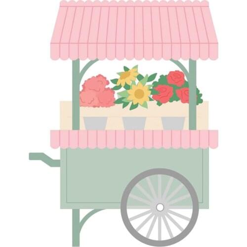 Market Carts Flower Metal Cutting Dies Scrapbooking DIY Card Photo Album Making Crafts Stencil Embossing Decoration New Die Cuts