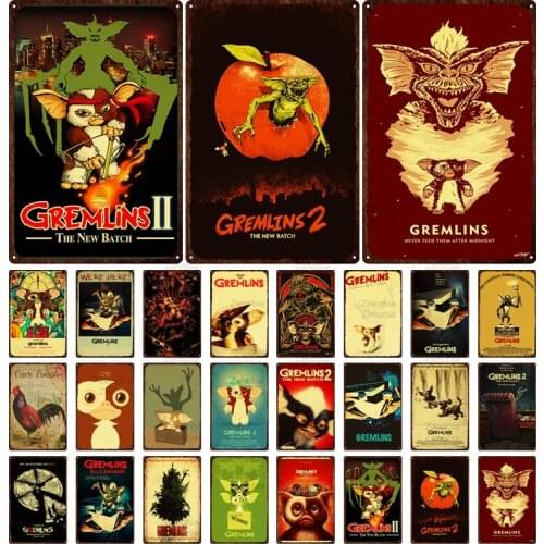 Gremlins Movie Metal Poster Wall Art Vintage Decor Retro Plaque Metal Tin Sign Shabby Home Decor Bar Cafe Club Room Decoration