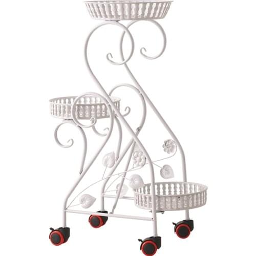 Multi-layer Pulley Iron Art Movable Flower Rack European-style Assembly Balcony Simple Corner Living Room Shelf Garden Bonsai Ra