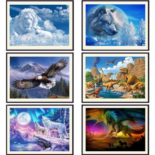 Diy Diamond Painting parrot,lion animal pattern Set Full Round Drill Diamond Embroidery Mosaic Cross Stitch Kit Home Decoration