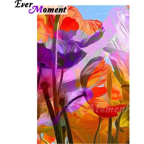Ever Moment Diamond Painting Red Purple Flower Picture Of Rhinestone Diamond Embroidery 5D DIY Full Square Household ASF1717