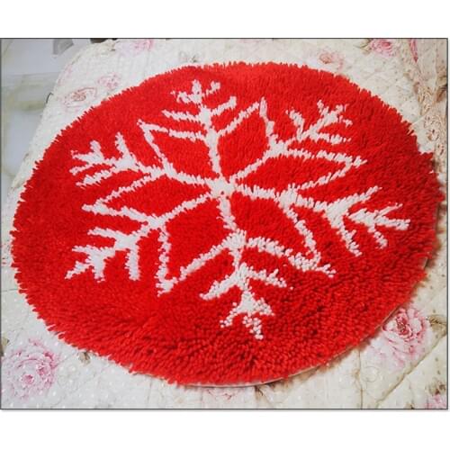 Snowflake Latch Hook Kits Latch Hook Needle Pre-stamped Canvas Acrylic Yarn Crocheting Cushion Mat DIY Snowflakes Carpet Rug