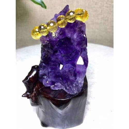 Natural amethyst cave decoration demagnetization town house purification treasure pot crystal cave stone feng Shui porch
