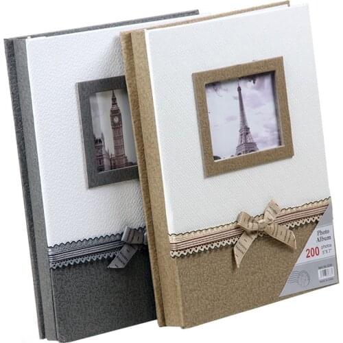 New Style 7 Inch Webbing Photo Album With Bowknot Paper Interleaf Type 200 photos Modern Scrapbook Birthday Gift