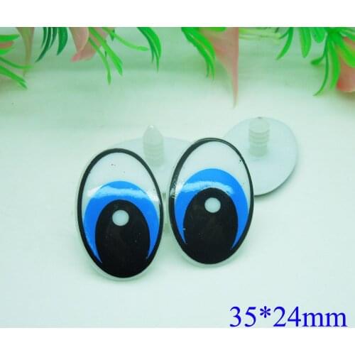 35*24mm Oval Safety Eyes /Blue Color Plastic Doll eyes Handmade Accessories For Bear Doll Animal Puppet Making - 50pairs/lot