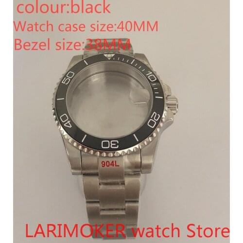 Suitable for NH35 NH36 Miyota 8215 40mm sapphire glass 904L stainless steel case sealing bottom cover, with bezel light black