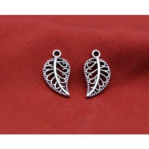 20pcs/lot Charms Hollow Leaf 18x10mm Antique Tibetan Silver Pendants metal spacer beads Jewelry Making DIY creation accessories