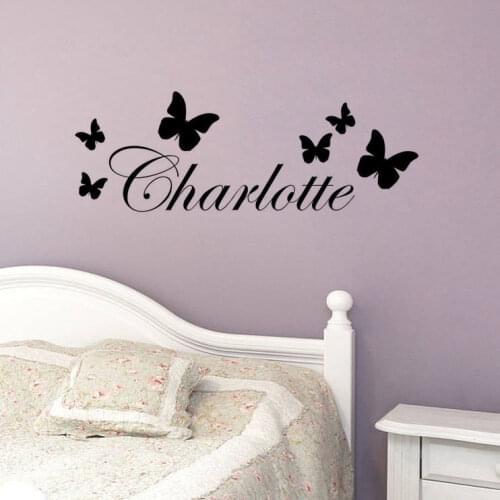 Custom Any Name Butterfly Art Wall Decal Vinyl Wall Sticker Free Shipping Kids Room Art Decorative Wall Mural Y-579