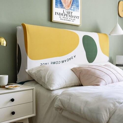 Modern Simple Headboard Cover Floral Geometric Printed Headboard Covers Removable Bed Head Cover Dustproof Head Back Protector