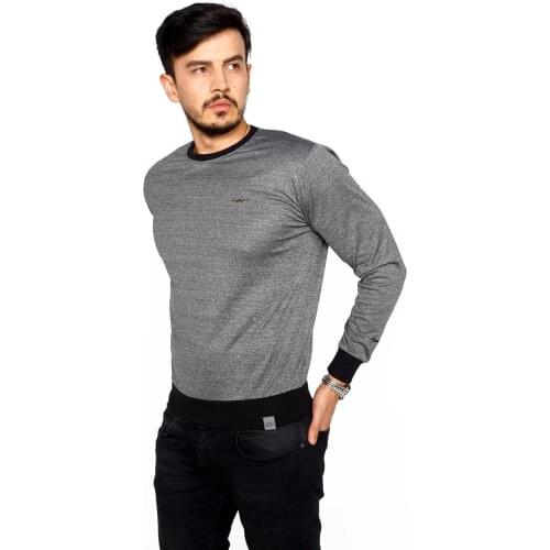 Gray Sweatshirt Crew Neck Micro Polyester Lycra