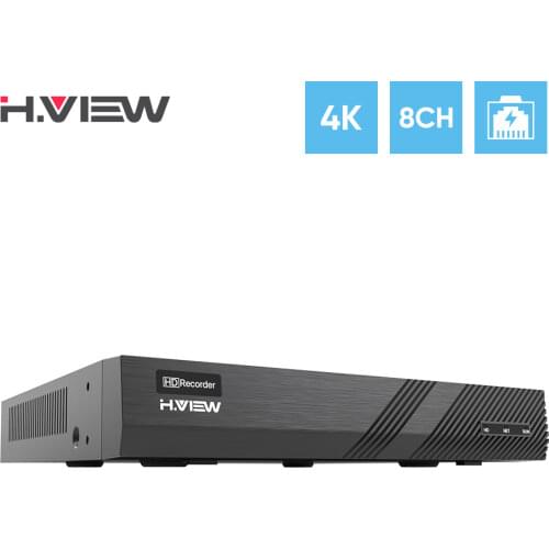 H.View 4K 8Ch Poe Nvr Cctv Security System H.265 Video Audio Recorder 8Mp Network Surveillance For Poe Ip Camera Onvif