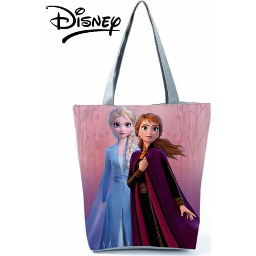 Disney Frozen Handbags High Capacity Shoulder Bag Eco Reusable Shopping Bag Elsa Anna Cartoon Printed Tote Beach Bag Girl Gift