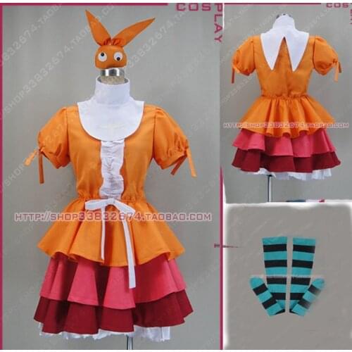 Tsuki Monogatari Ononoki Yotsugi Fluffy Dress Cosplay Costume With Headwear 11