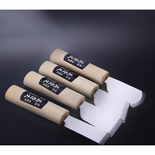 Carbon steel Japanese-style Straight handle Leather knife Flat blade,Oblique edge,semicircle 1.41inches