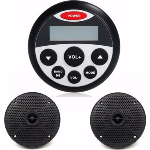 Waterproof Marine Stereo Receiver 1.9" MP3 Player for ATV Motorcycle / Yacht /Sauna Room/ SPA + 4 inch Waterproof Marine Speaker