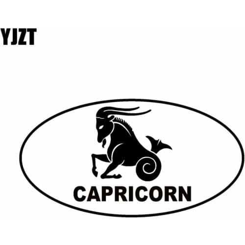 YJZT 14.9CM*7.8CM CAPRICORN Oval Vinyl Decal Car Sticker Zodiac Horoscope Black Silver C10-01656