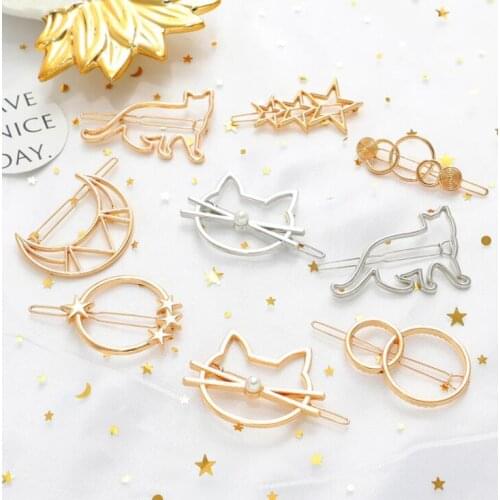 Hair clip as a cat Pearl Gold Headwear Hairpin Hair Clip Women Jewelry Jewelry Hair Accessories Women Girl