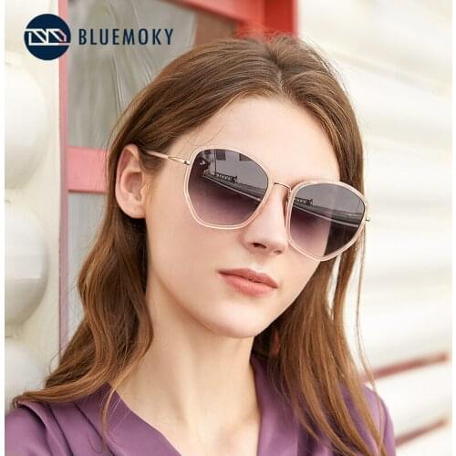 BLUEMOKY Metal Oversized Sunglasses For Women Gradient Lens Luxury Butterfly Frame UV400 Shades Ladies Polarized Sun Glasses