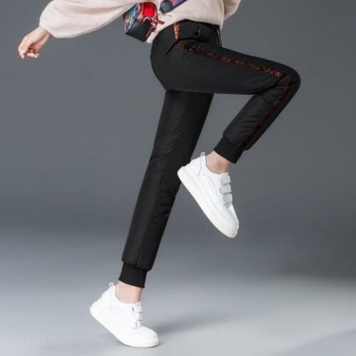 Winter Casual Women 90% White Duck Down Pants Winter Thick Warm Slim Elastic low Waist Pencil Pants For Women Plus Size Trousers